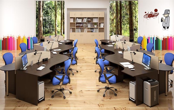 Офисный набор мебели SIMPLE с эргономичными столами и шкафом в Сарапуле - изображение 4